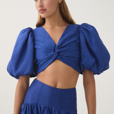 Aje Reverb Puff Sleeve Cropped Top - Image 1