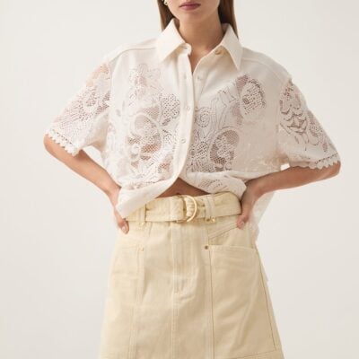 Aje Ray Denim Mini Skirt - Image 1