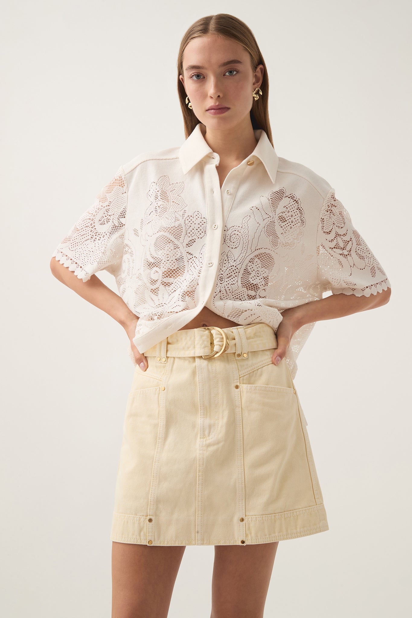 Aje Ray Denim Mini Skirt - Image 1