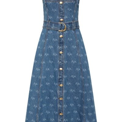 Aje Ratio Logo Denim Midi Dress - Image 2