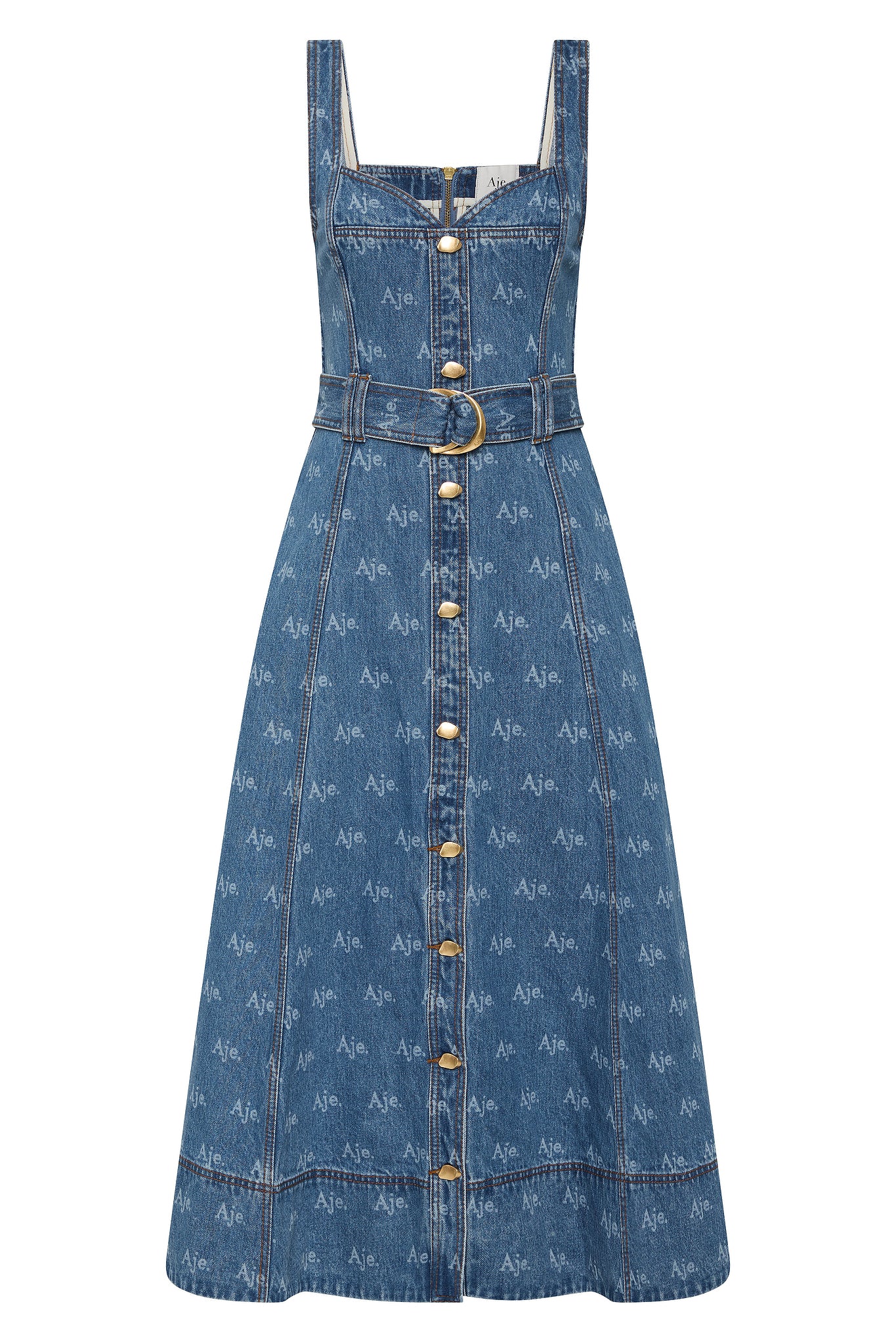 Aje Ratio Logo Denim Midi Dress - Image 2