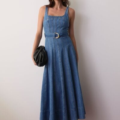 Aje Rainer Denim Midi Dress - Image 1