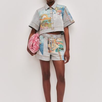 Aje Mae Cropped Denim Shirt - Image 1