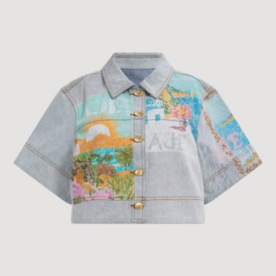 Aje Mae Cropped Denim Shirt - Image 2