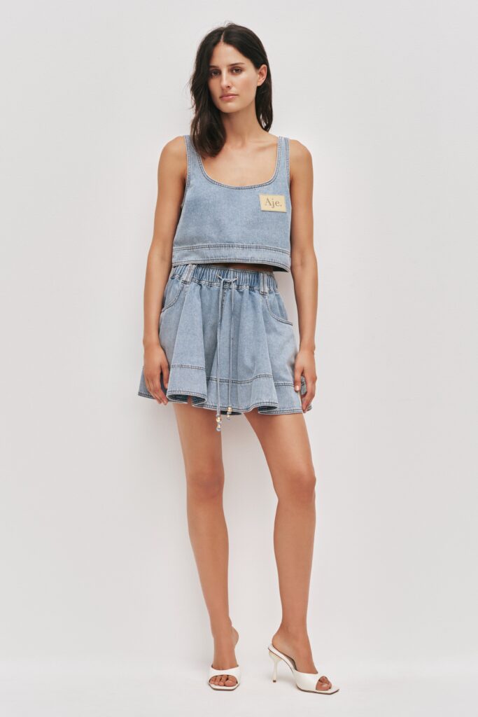 Aje Lumi Denim Top - Image 1