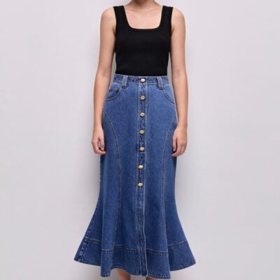 Aje Loxley Denim Midi Skirt - Image 1