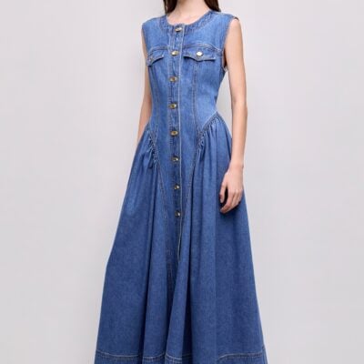 Aje Loxley Denim Midi Dress - Image 1