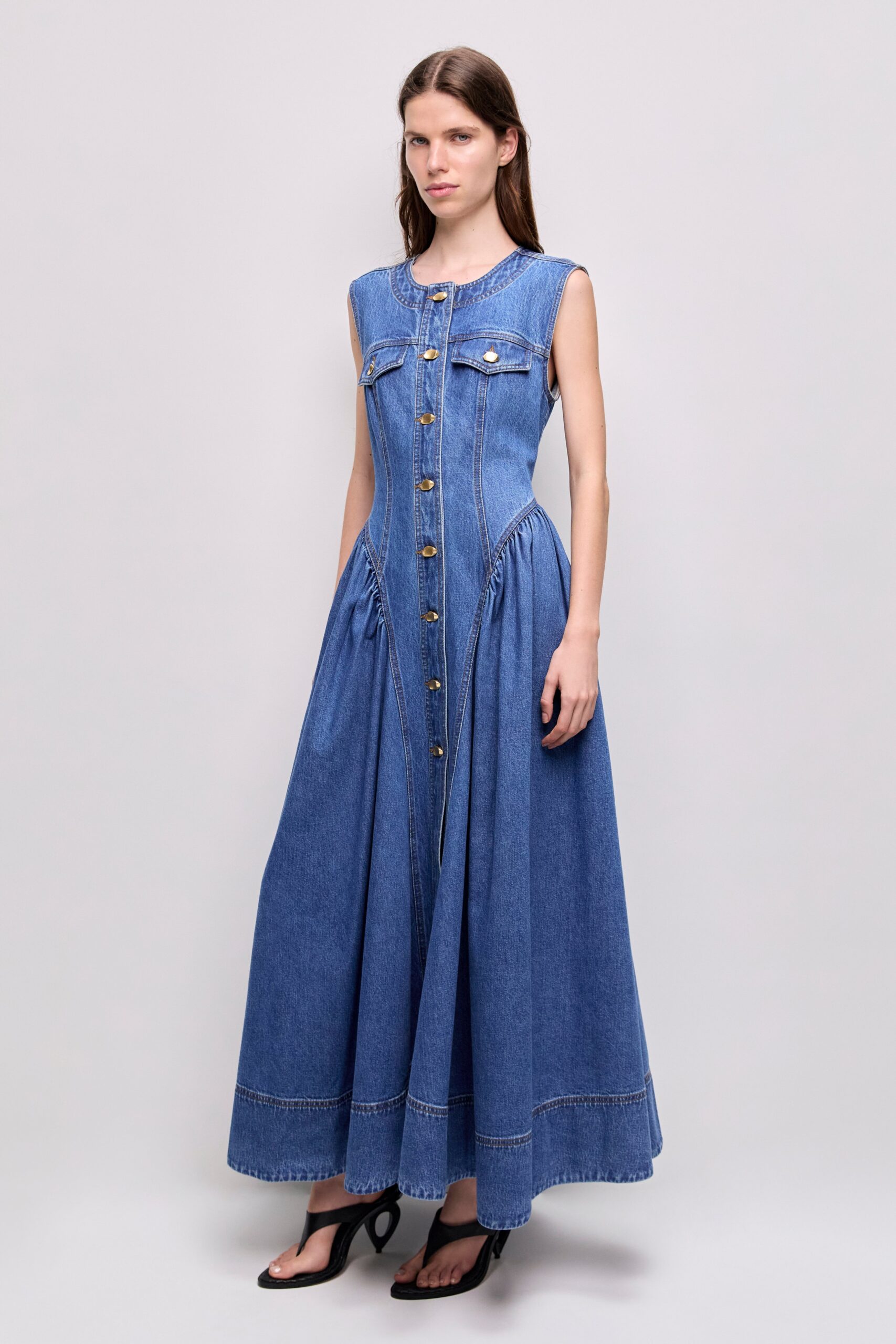 Aje Loxley Denim Midi Dress - Image 1