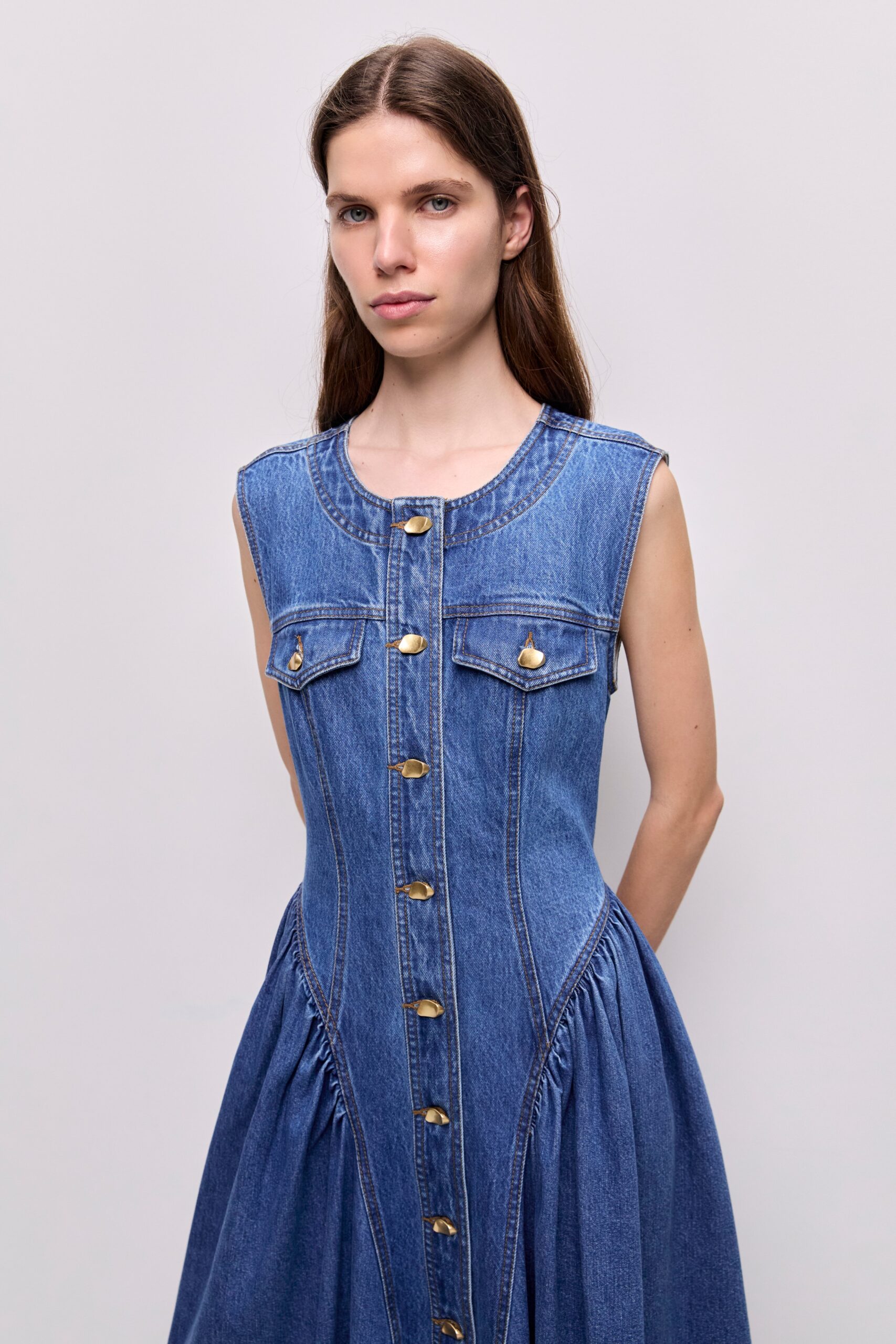 MNAJE060926190235415_3 Aje Loxley Denim Midi Dress - Image 3