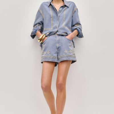 Aje Lotus Denim Short - Image 1