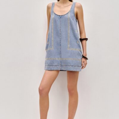 Aje Lotus Denim Mini Dress - Image 1