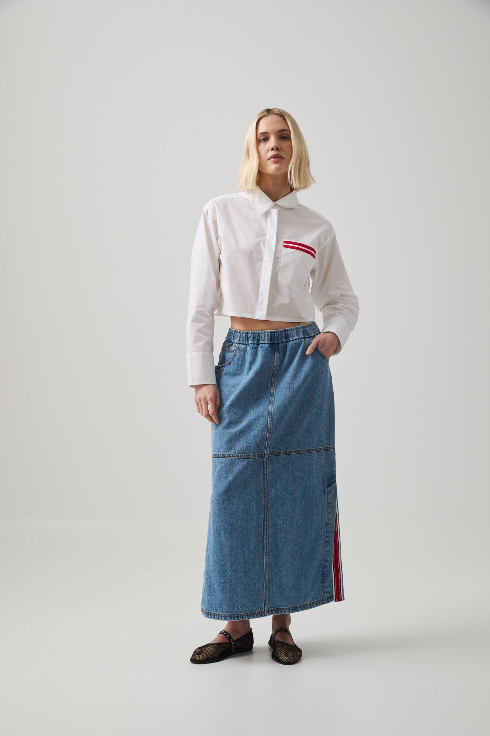 Aje Longline Denim Skirt - Image 1