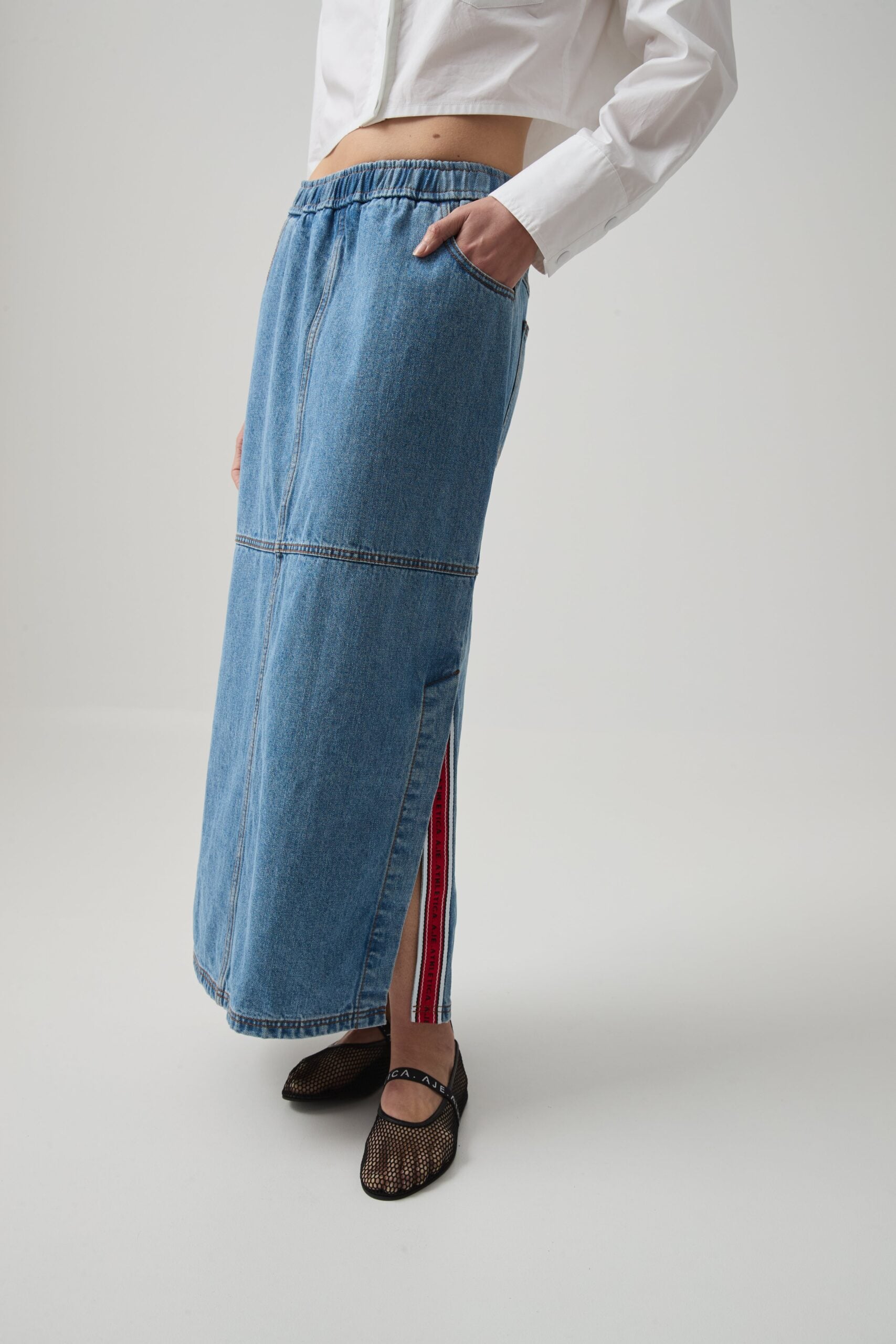 MNAJE060926190235424_3 Aje Longline Denim Skirt - Image 3