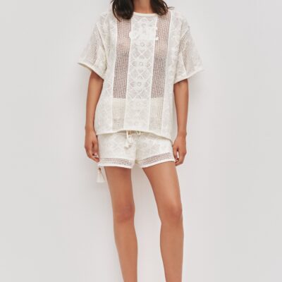 Aje Lilia Embroidered Knit Short - Image 1