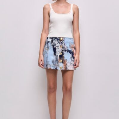 Aje Lettera Denim Mini Skirt - Image 1