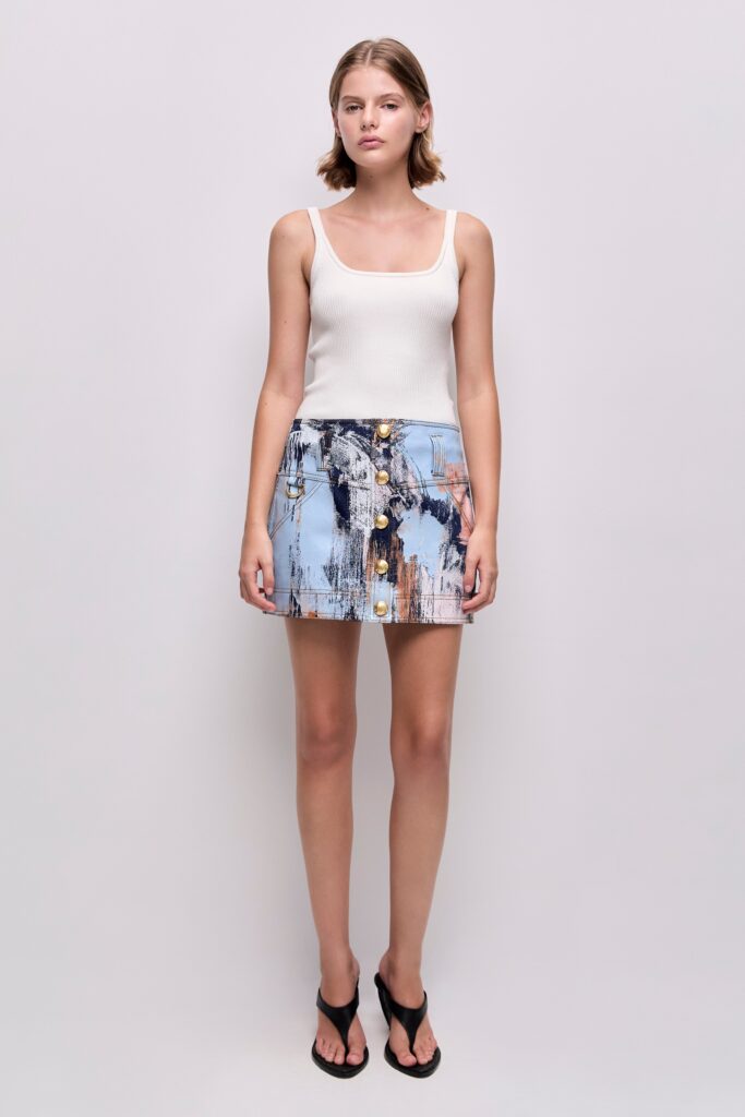 Aje Lettera Denim Mini Skirt - Image 1