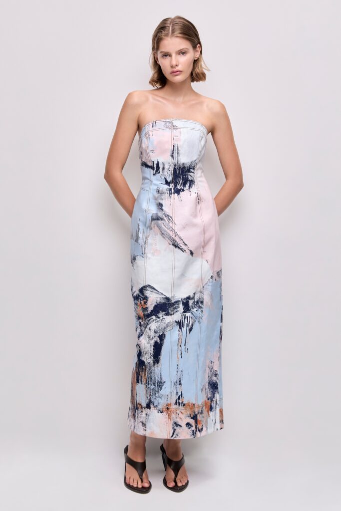 Aje Lettera Denim Midi Dress - Image 1