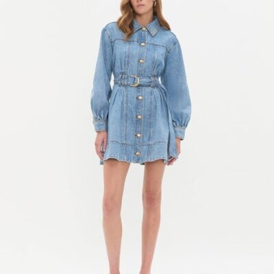 Aje Lane Denim Mini Dress - Image 1