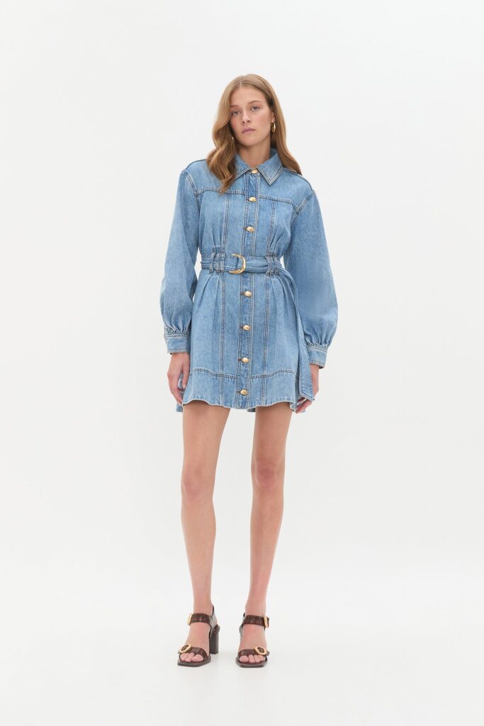 Aje Lane Denim Mini Dress - Image 1