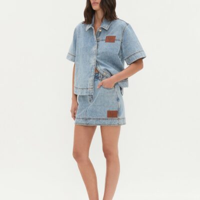 Aje Kindle Denim Mini Skirt - Image 1