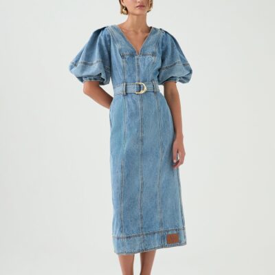Aje Juno Denim Midi Dress - Image 1