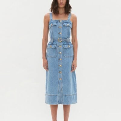 Aje Holland Denim Midi Dress - Image 1