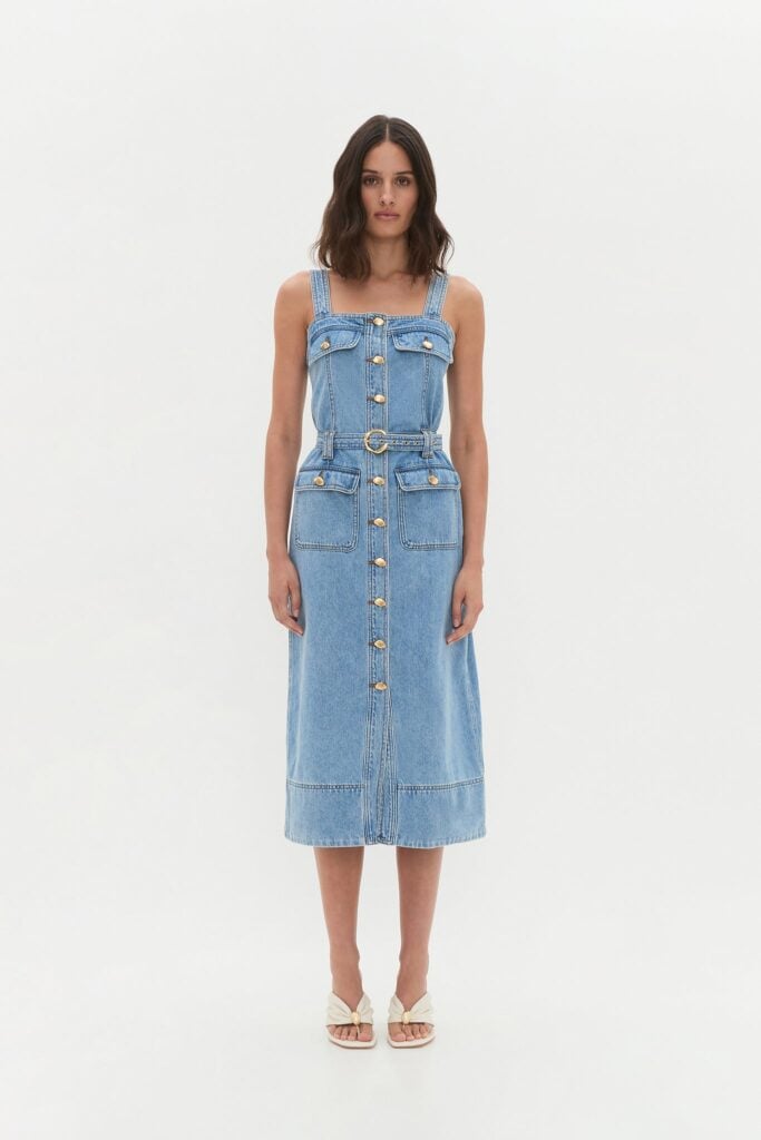 Aje Holland Denim Midi Dress - Image 1