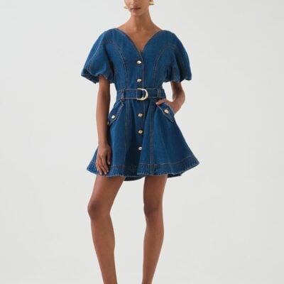 Aje Harper Denim Mini Dress - Image 1