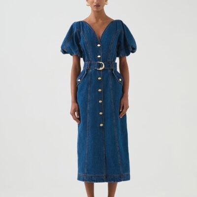 Aje Harper Denim Midi Dress - Image 1