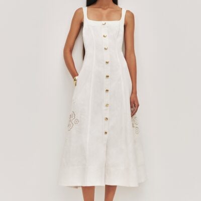 Aje Halo Embroidered Midi Dress - Image 1
