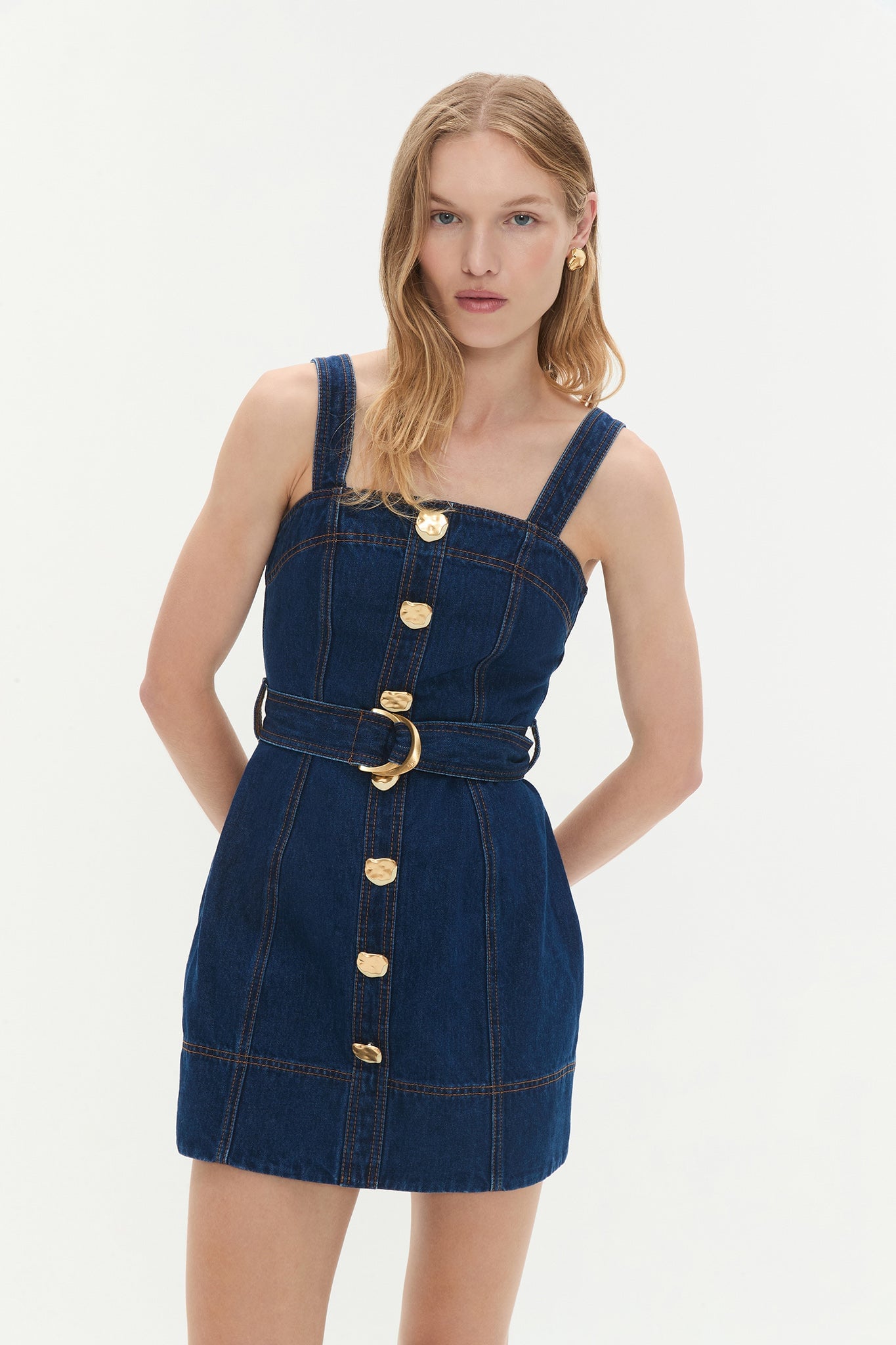 Aje Gianna Denim Mini Dress - Image 1