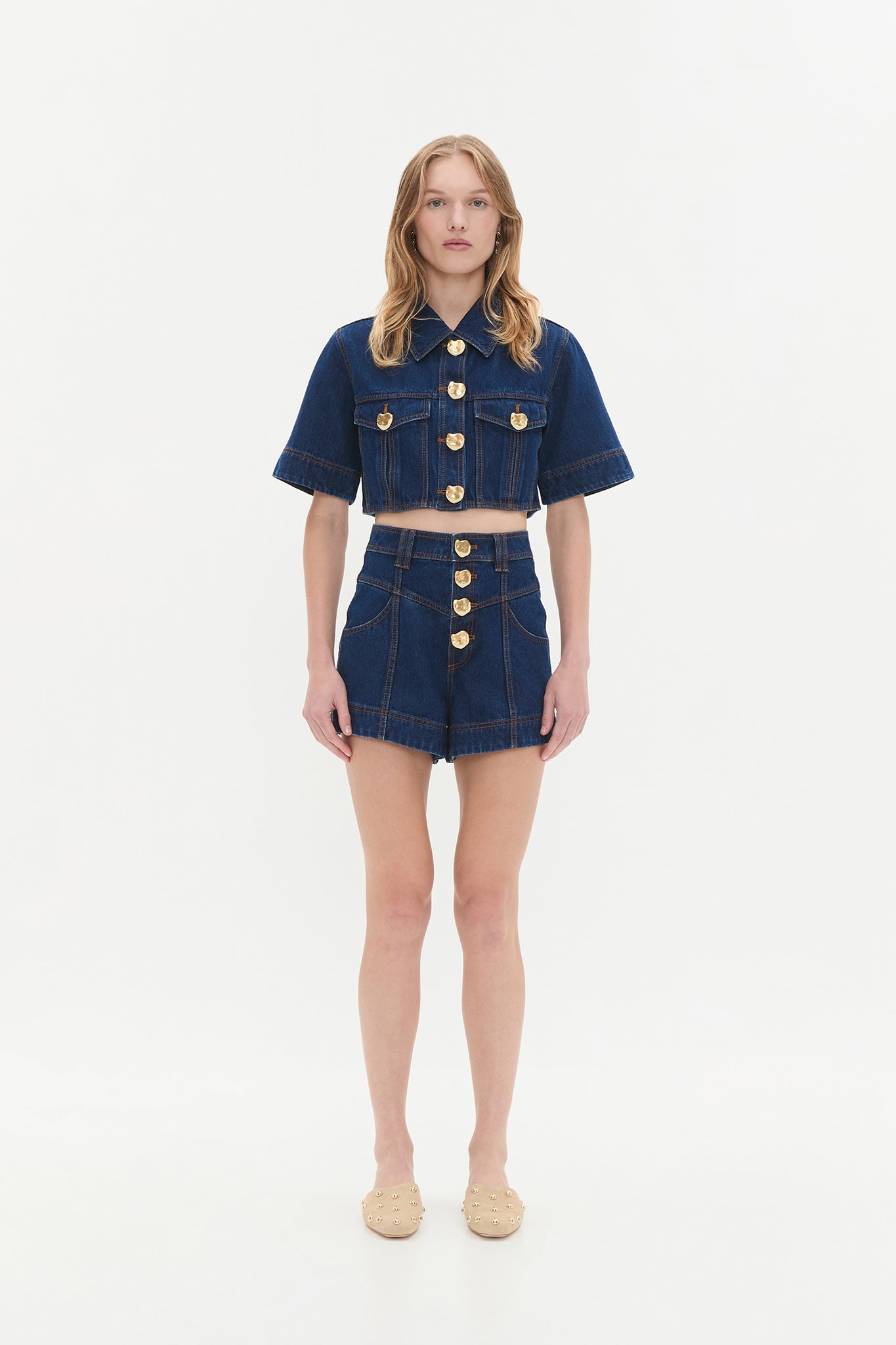 Aje Gianna Denim Cropped Top - Image 3