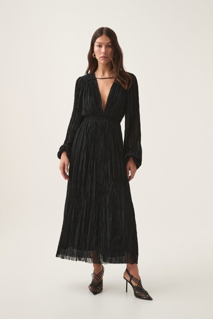 Aje Genevieve Pleated Midi Dress - Image 1