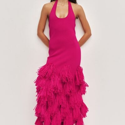 Aje Elva Raffia Knit Midi Dress - Image 1