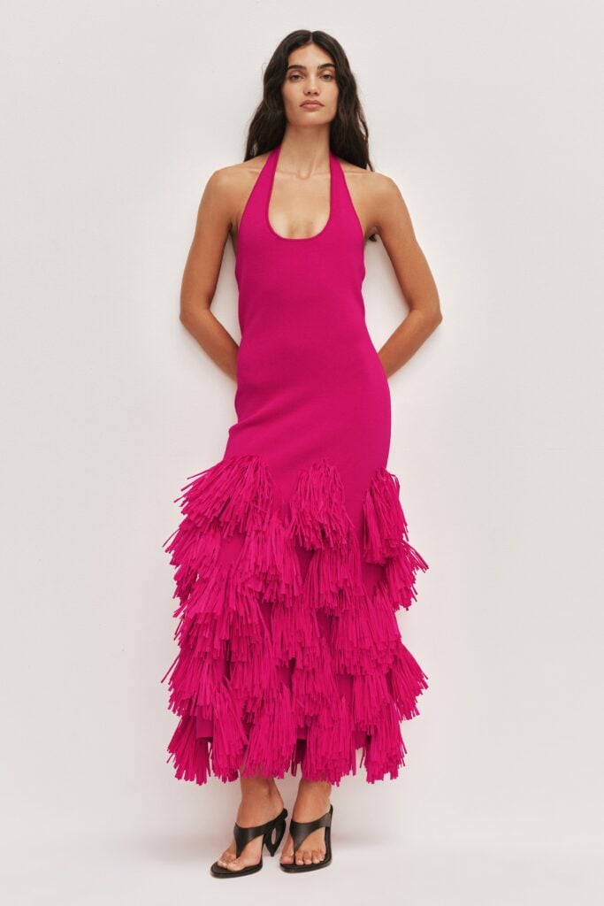 Aje Elva Raffia Knit Midi Dress - Image 1