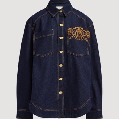 Aje Elora Embroidered Denim Shirt - Image 2