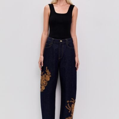 Aje Elora Embroidered Denim Jeans - Image 1