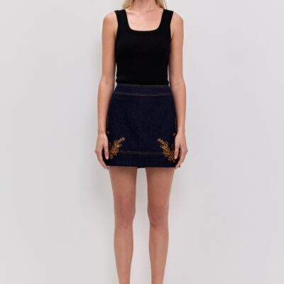 Aje Elora Denim Mini Skirt - Image 1