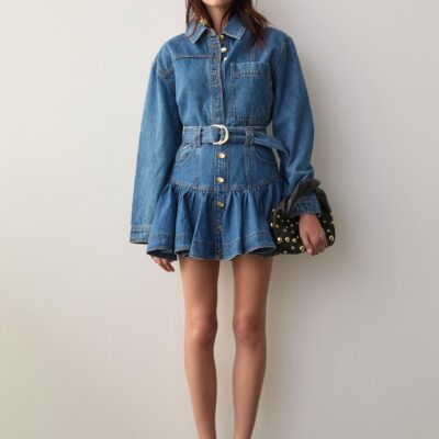 Aje Elena Denim Mini Skirt - Image 1