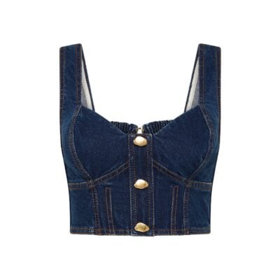 Aje Elena Denim Cropped Bustier - Image 2
