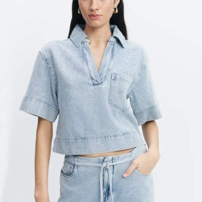 Aje Margot Denim Top - Image 1