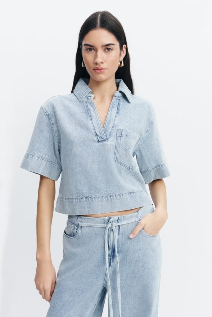 Aje Margot Denim Top - Image 1