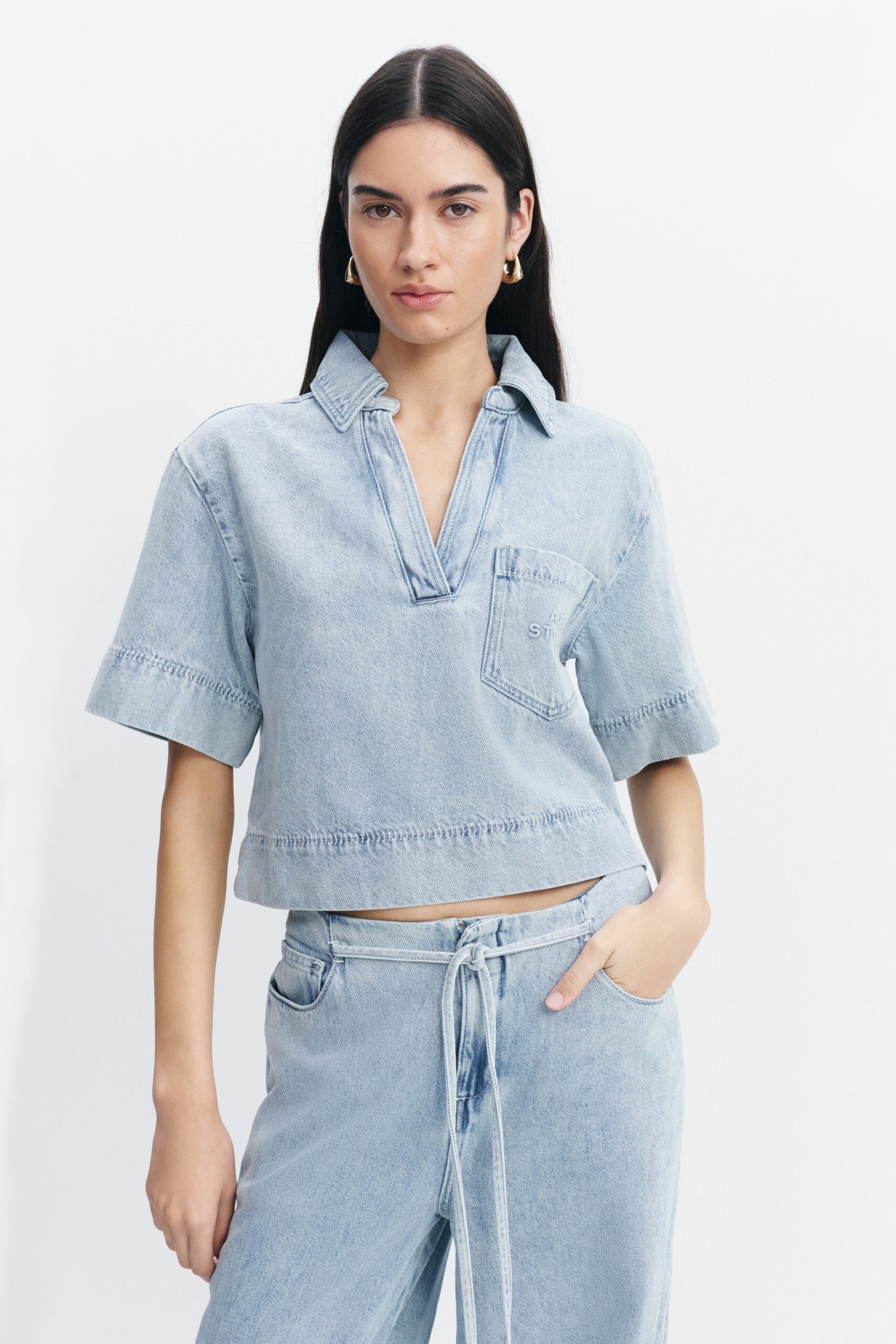 Aje Margot Denim Top - Image 1