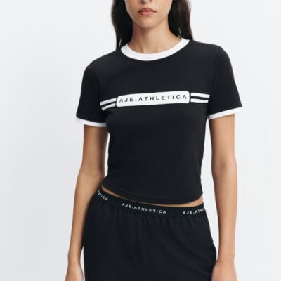 Aje Contrast Logo Baby Tee - Image 1