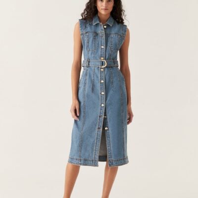 Aje Darcie Denim Midi Dress - Image 1