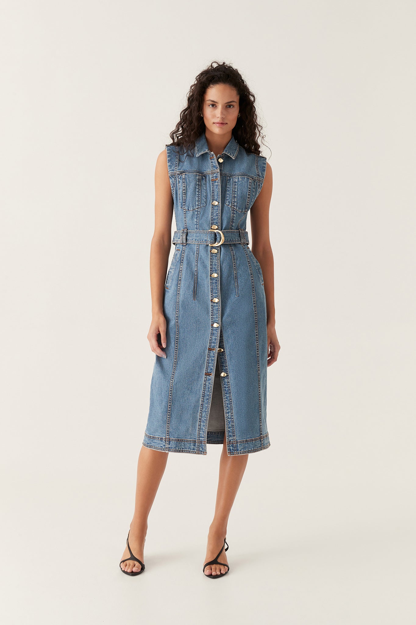 Aje Darcie Denim Midi Dress - Image 1
