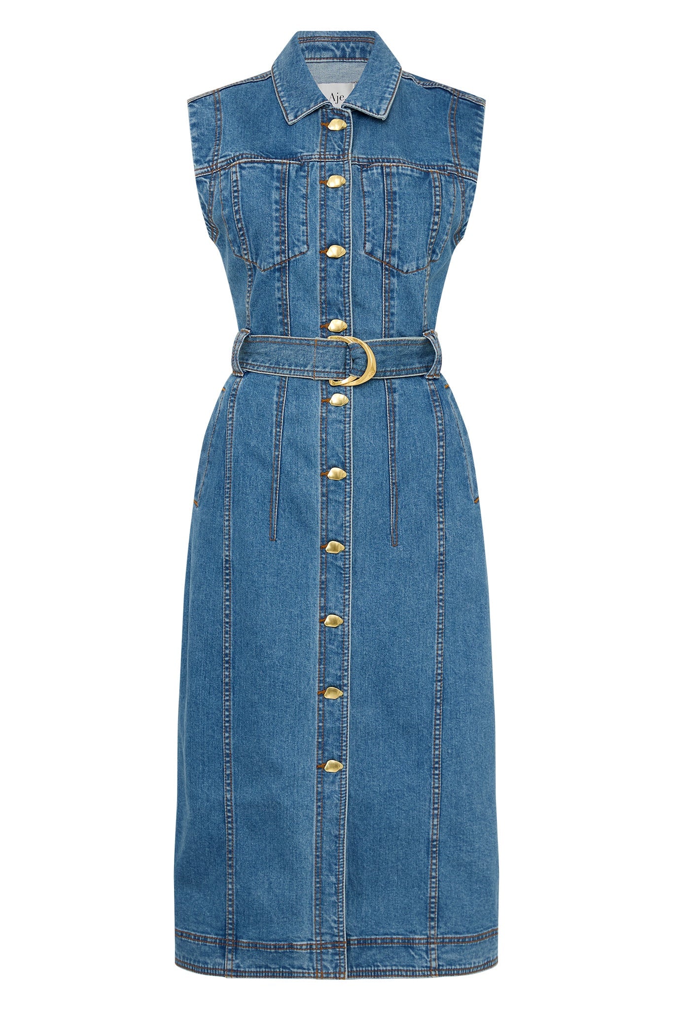 MNAJE200926190225105_2 Aje Darcie Denim Midi Dress - Image 2