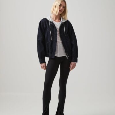 Aje Cropped Hooded Denim Jacket - Image 1