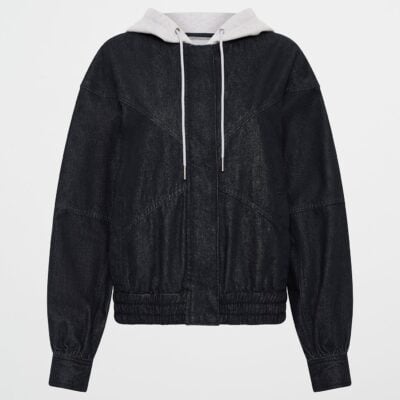 Aje Cropped Hooded Denim Jacket - Image 2