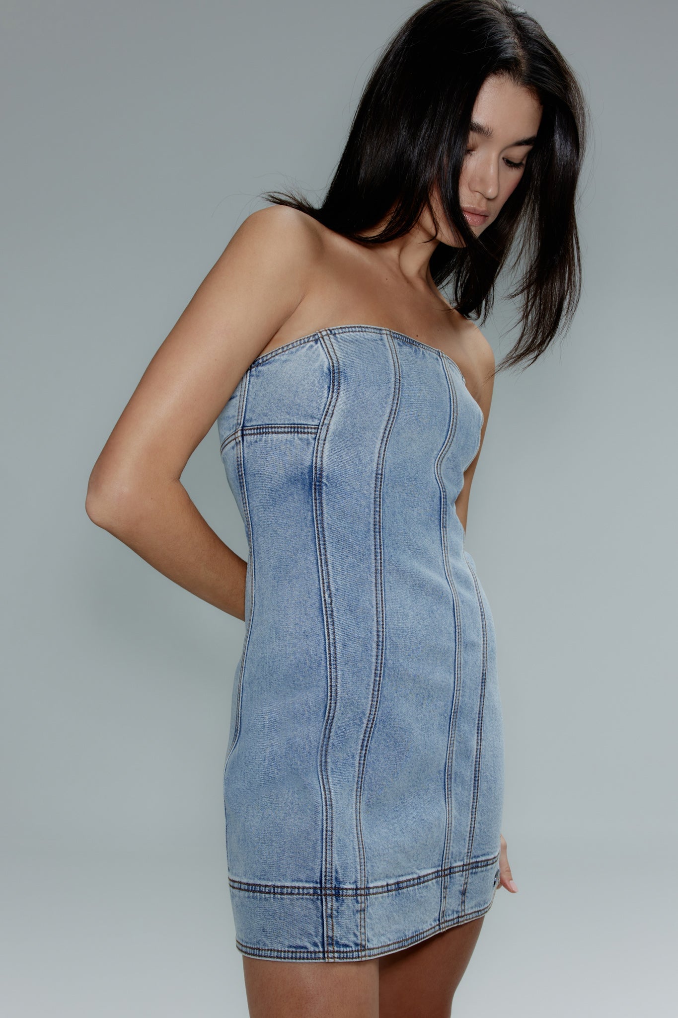 Aje Corie Denim Mini Dress - Image 1
